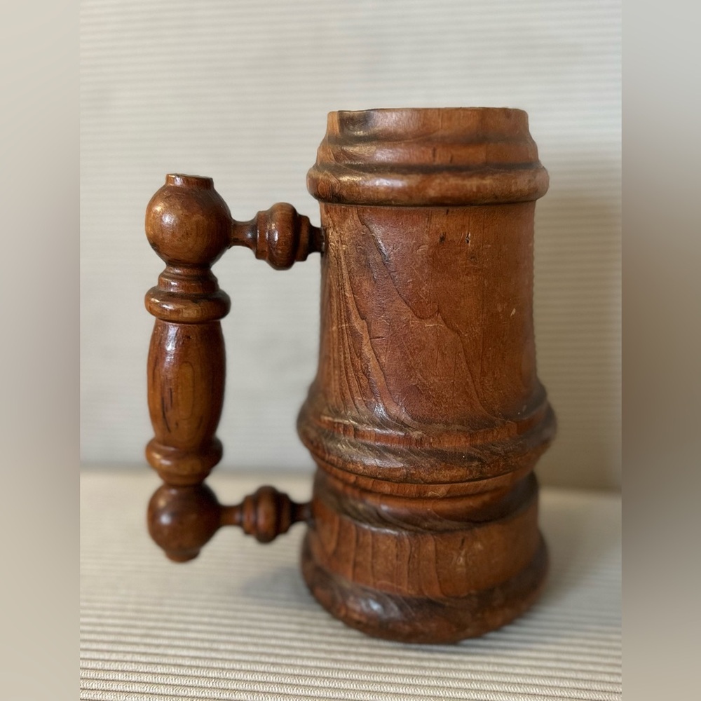 Antique/vintage 7” wooden beer stein - known as a tankard - Picture 2 of 6